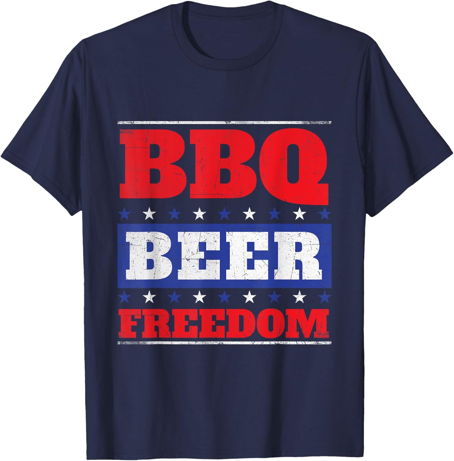 BBQ Beer Freedom - Grill Barbecue Grilling BBQ Lover T-Shirt - T-Shirt | Navy