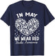 In May We Wear Red Stroke Awareness Month Survivor Heart T-Shirt - T-Shirt | Navy