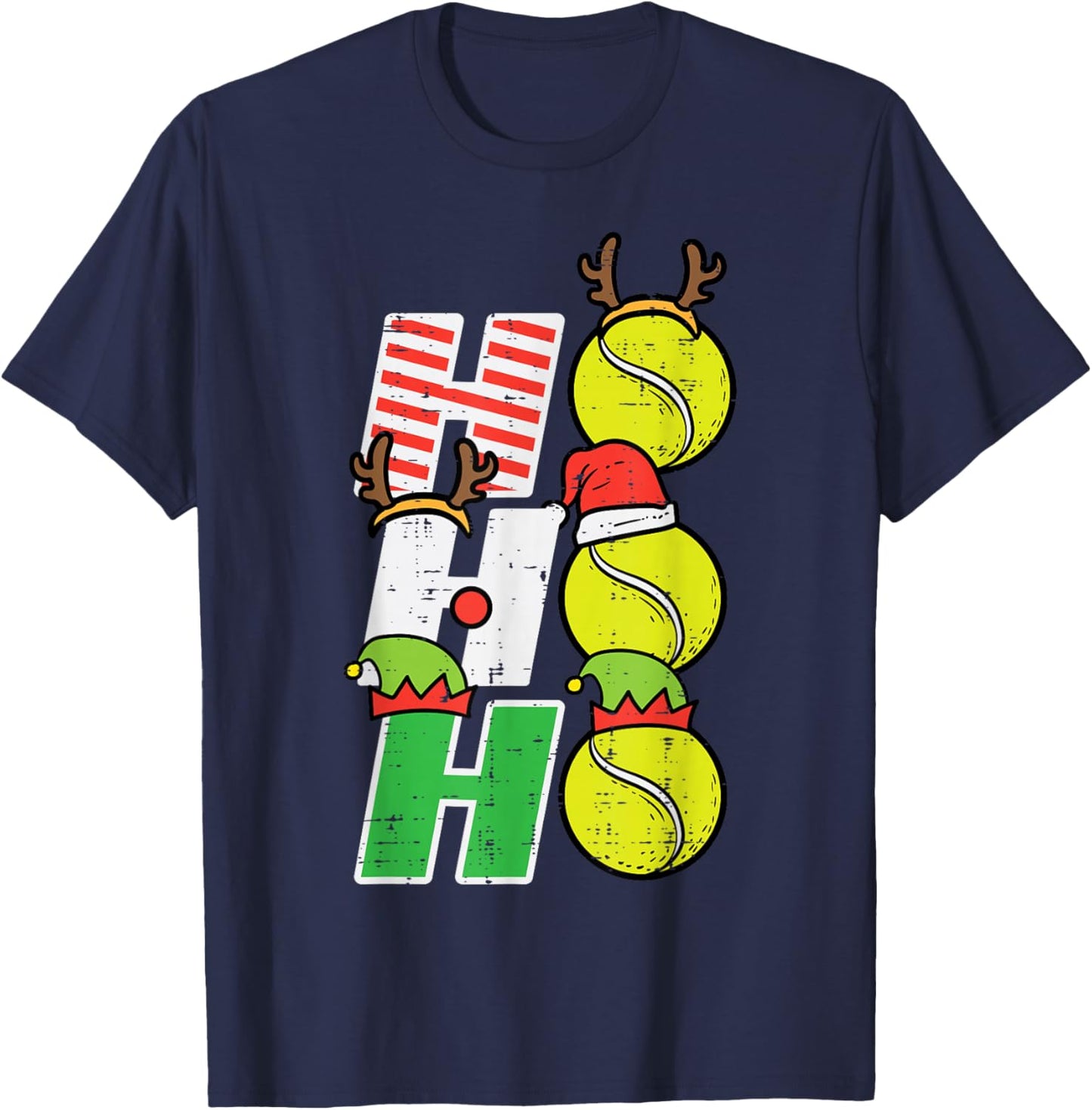 Christmas Tennis Ho Ho Ho Funny Xmas Sports Men Women Kids T-Shirt - T-Shirt | Navy