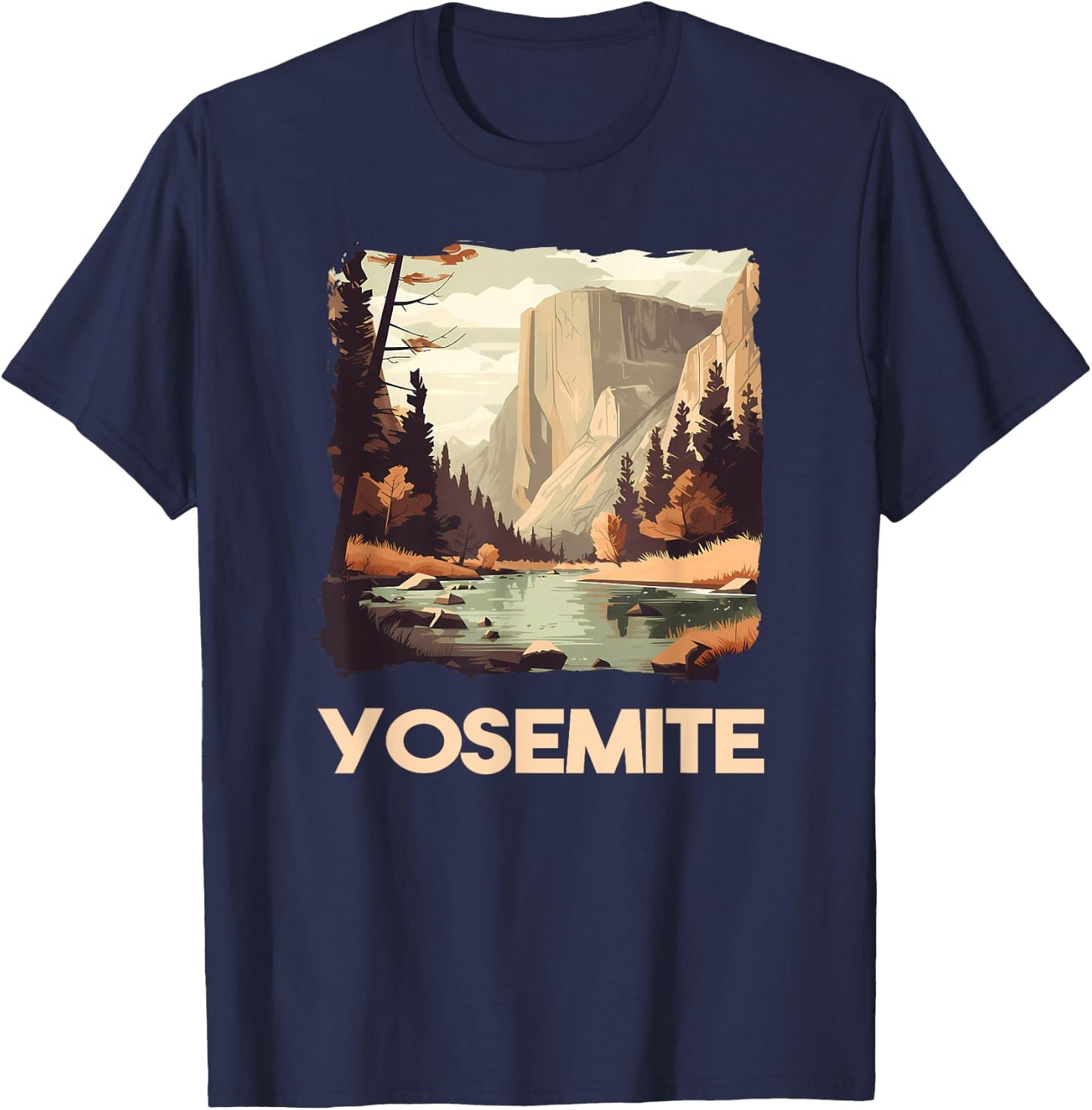 Vintage Yosemite National Park Nature Lover Adventure T-Shirt - T-Shirt | Navy
