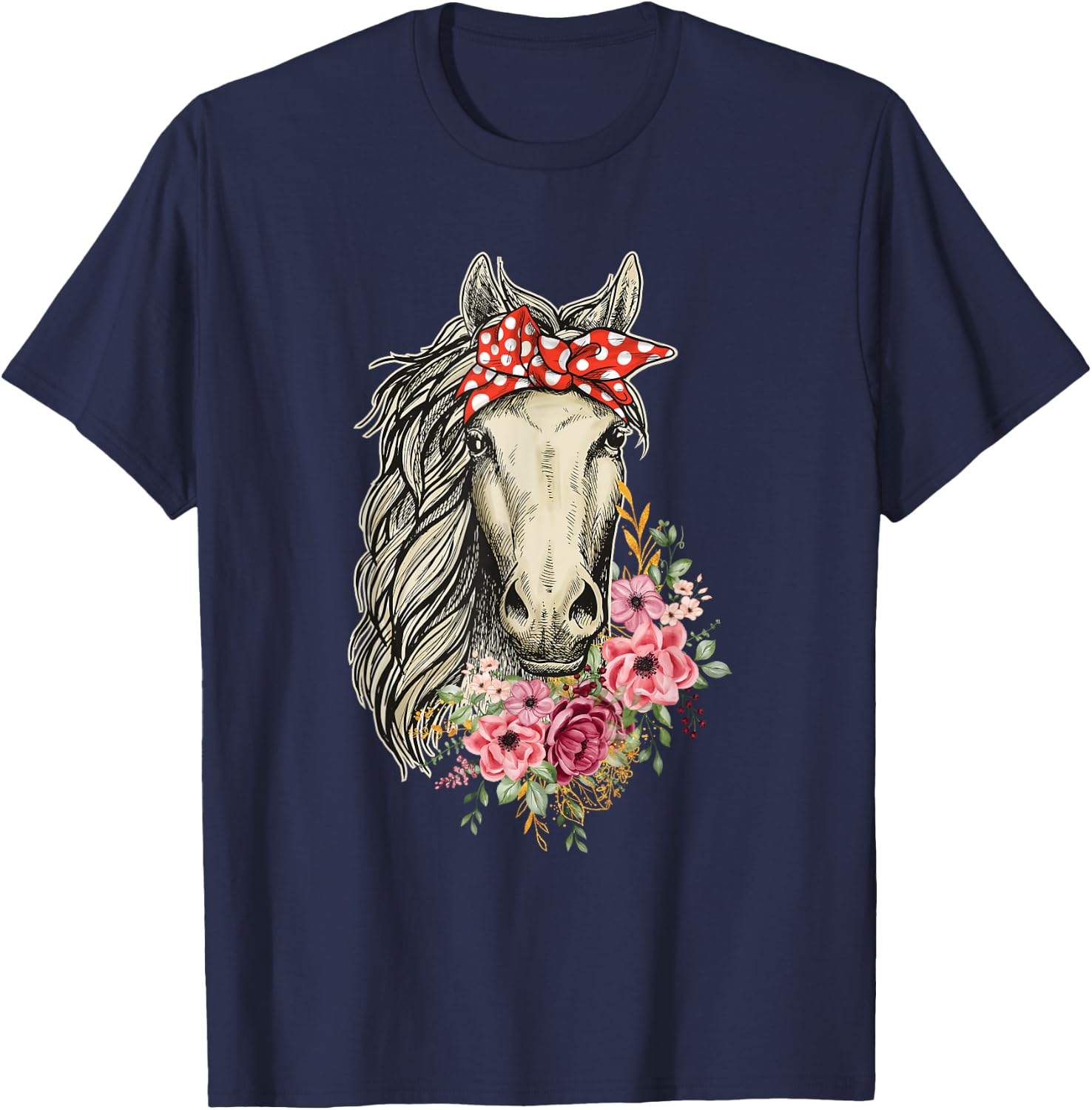 Horse Bandana - Horses Animal Horseman Horseback Equestrian T-Shirt - T-Shirt | Navy