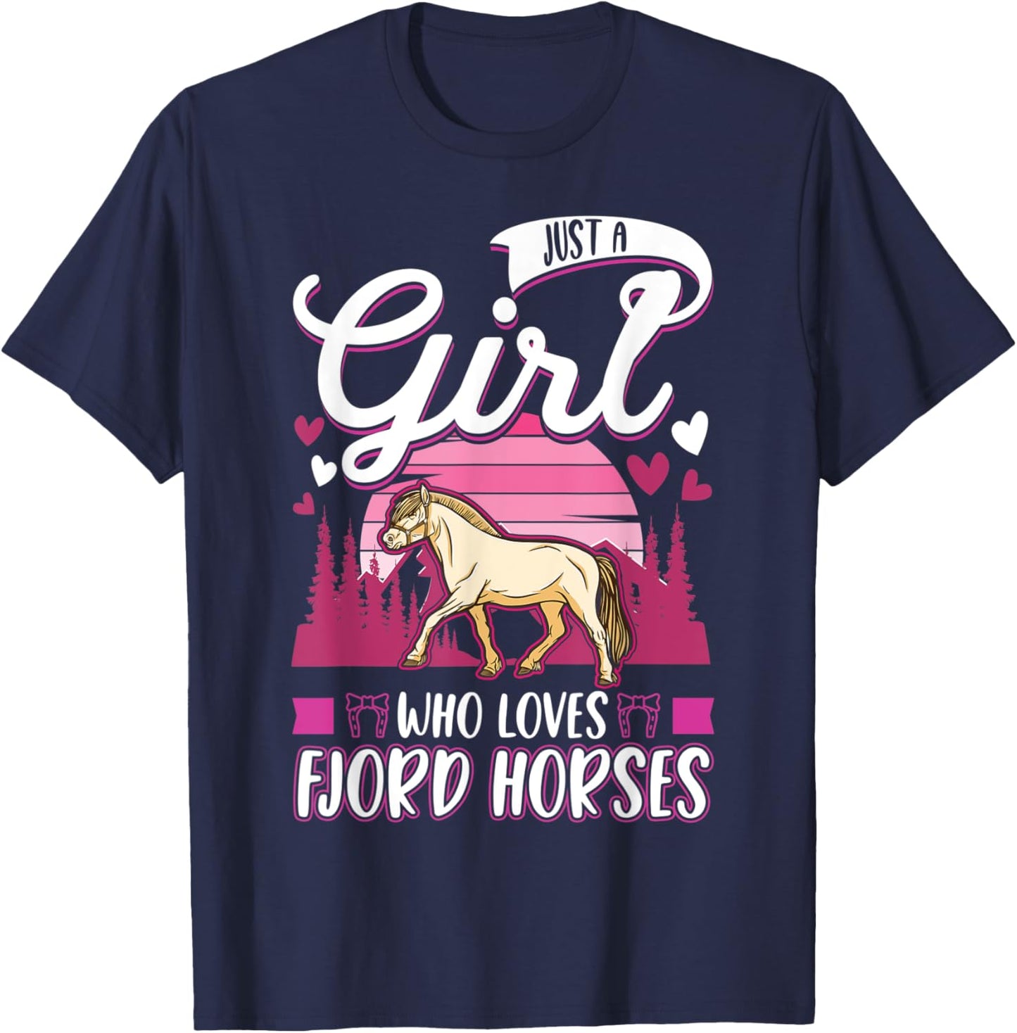 Fjord Horse Girl Norwegian Horse Fjordi T-Shirt - T-Shirt | Navy