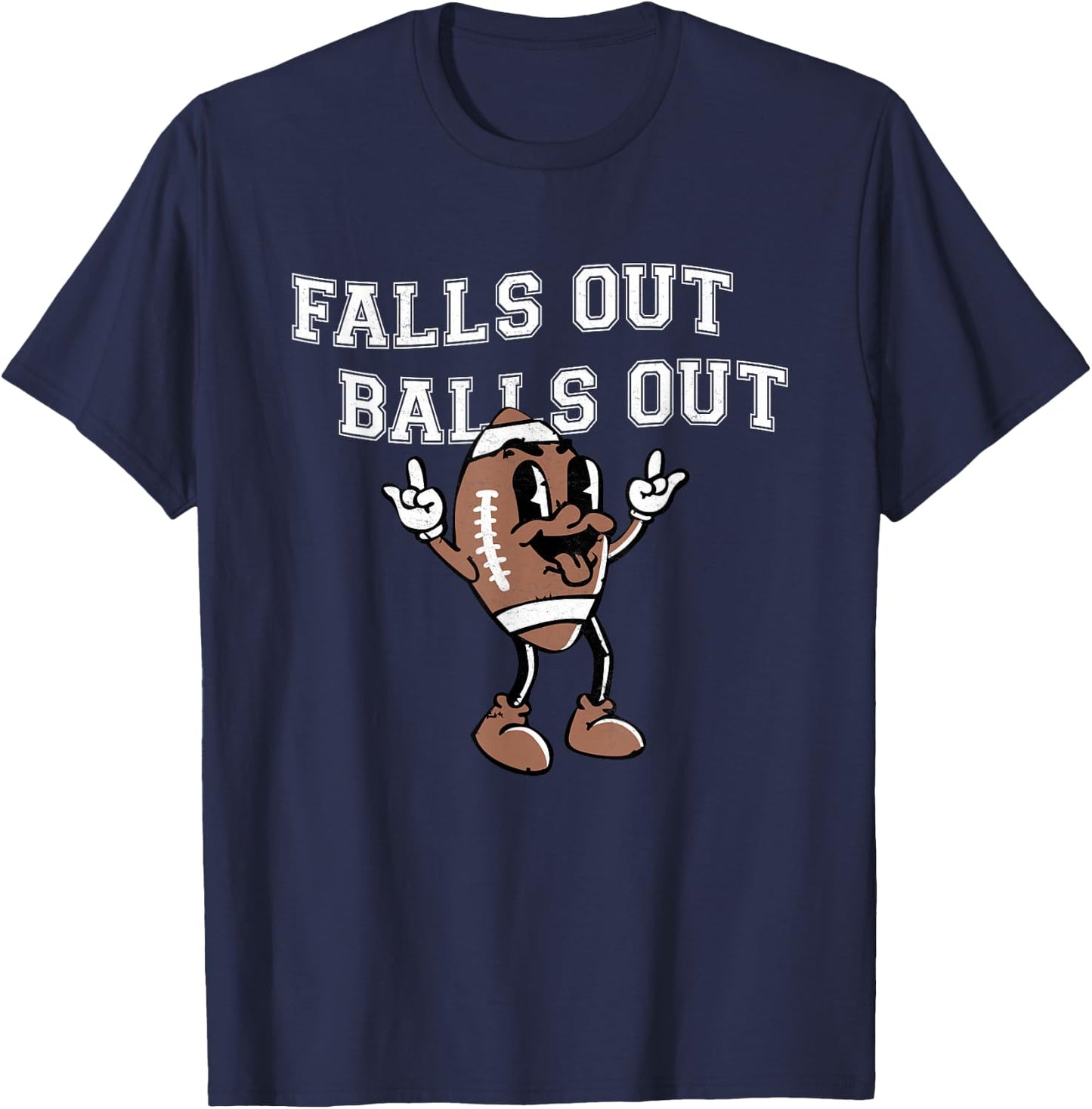 Retro Falls Out Balls Out Football Lover Thanksgiving Outfit T-Shirt - T-Shirt | Navy