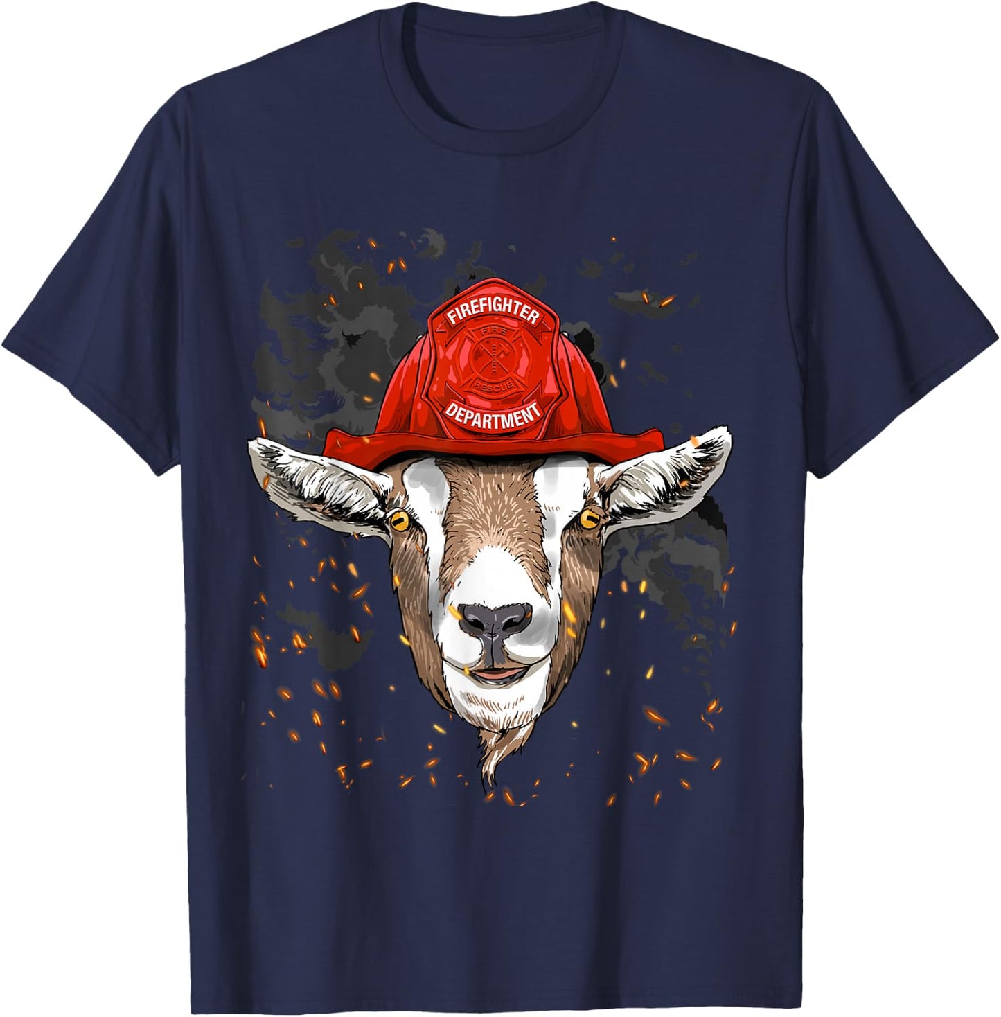 Firefighter Goat Fire Department Fireman Farmer Goat Lover T-Shirt - T-Shirt | Navy