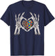 Autism Awareness Gothic Skull Hand Autism Puzzle Piece Heart T-Shirt - T-Shirt | Navy
