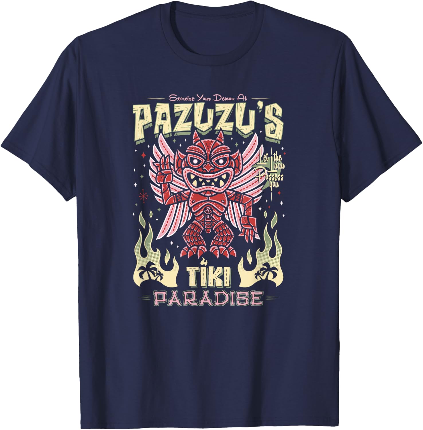 Pazuzu Tiki Bar - Creepy Cute Exorcist Demon - Hawaii Island T-Shirt - T-Shirt | Navy