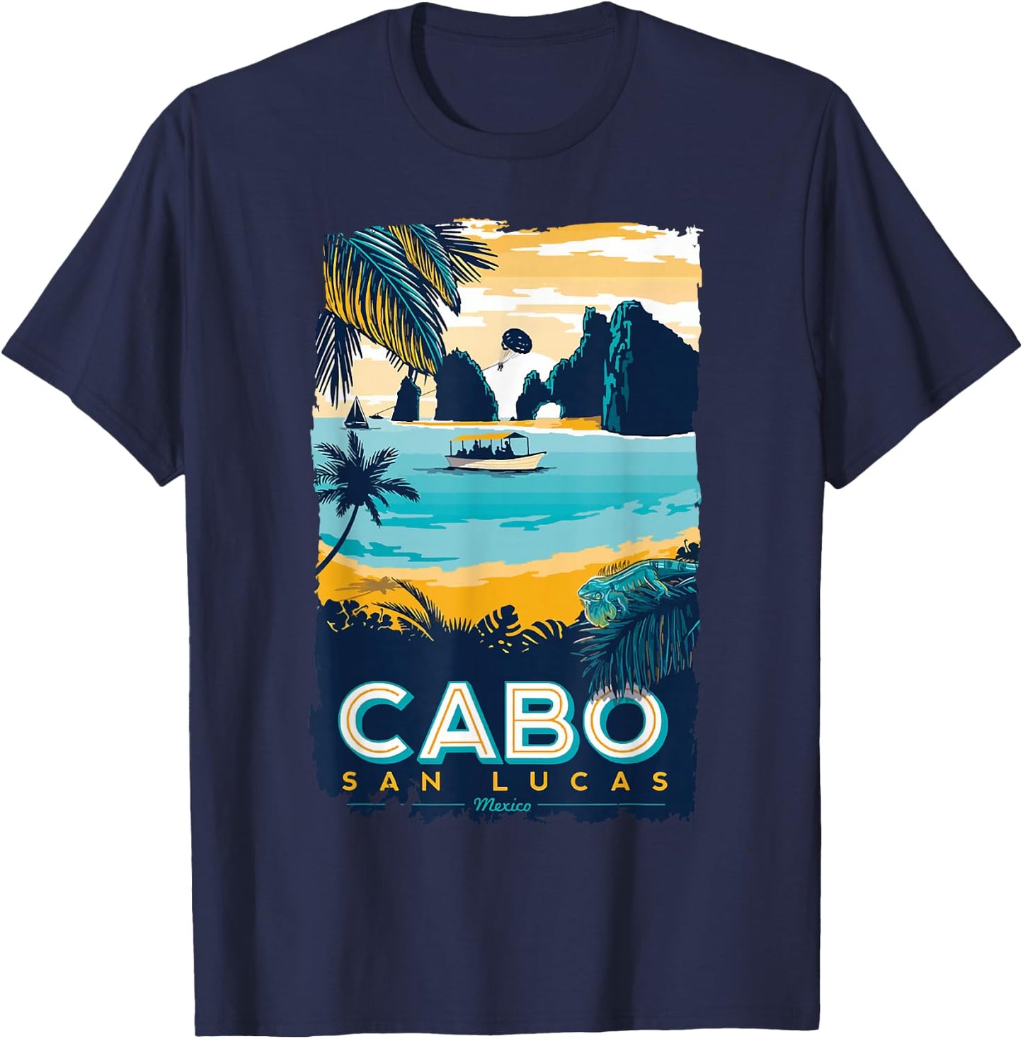 Cabo San Lucas Tropical Beach Mexico Travel Vintage T-Shirt - T-Shirt | Navy
