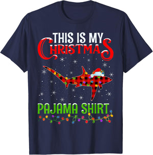 This Is My Christmas Pajama Shirt Thresher Shark Christmas T-Shirt - T-Shirt | Navy