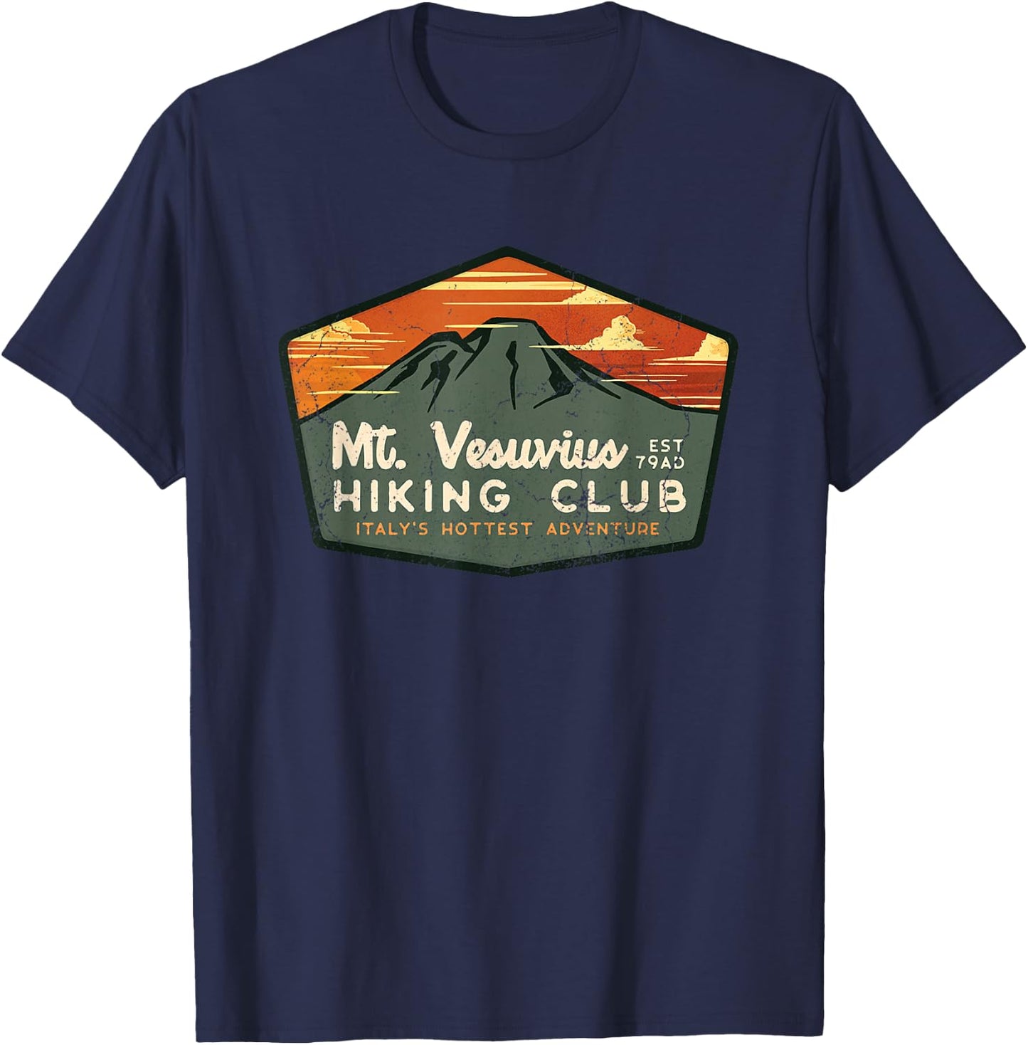 Retro Vesuvius Hiking Tourism For Italy Travel Vintage T-Shirt - T-Shirt | Navy
