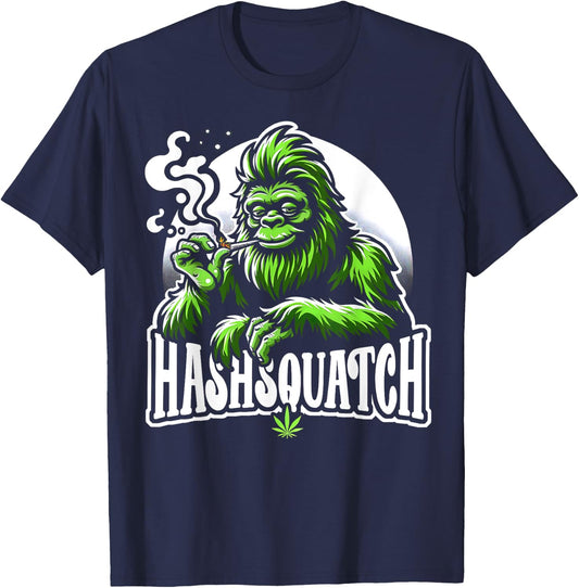 Hashsquatch Hash Squatch Bigfoot Smoking Weed cannabis T-Shirt - T-Shirt | Navy
