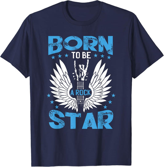 Born To Be A Rock Star | Kids | Guitar Player Music Guitar T-Shirt - T-Shirt | Navy