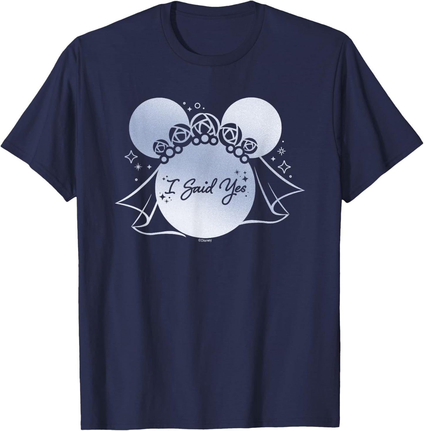 Disney I Said Yes Proposal Engagement Bridal Veil Minnie T-Shirt - T-Shirt | Navy