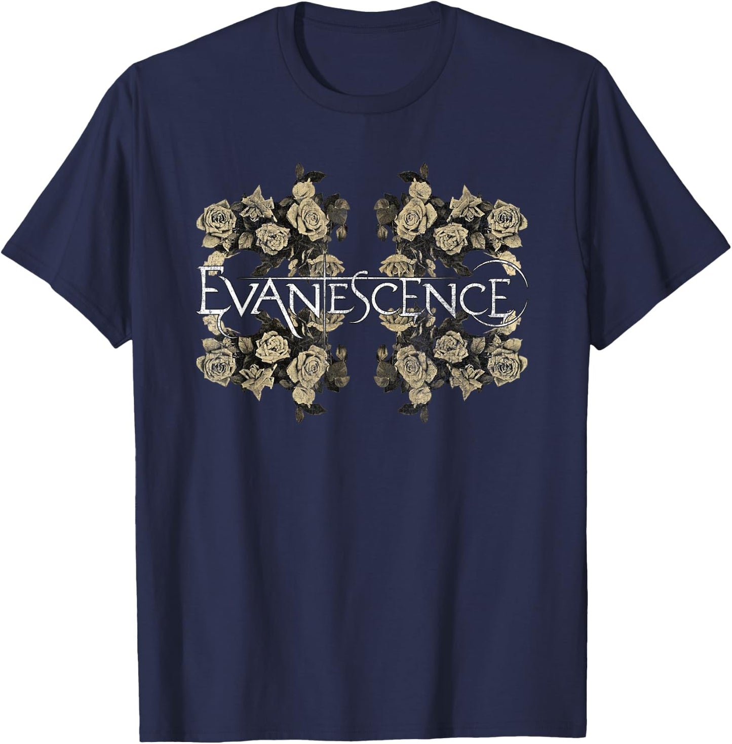 Evanescence – Roses On Asphalt T-Shirt - T-Shirt | Navy
