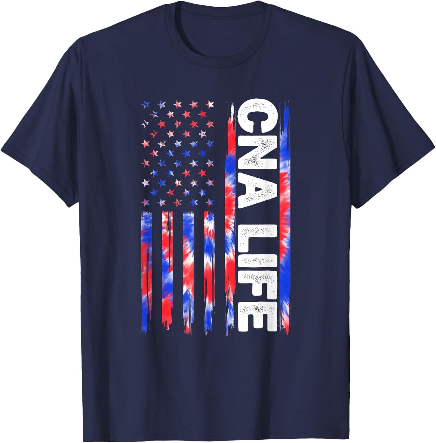 CNA Life Nurse Tie Dye American Flag Fourth 4th Of July CNA Men T-Shirt - T-Shirt | Navy