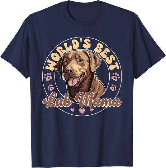 Labrador Retirever Groovy World's Best Chocolate Lab Mum T-Shirt - T-Shirt | Navy