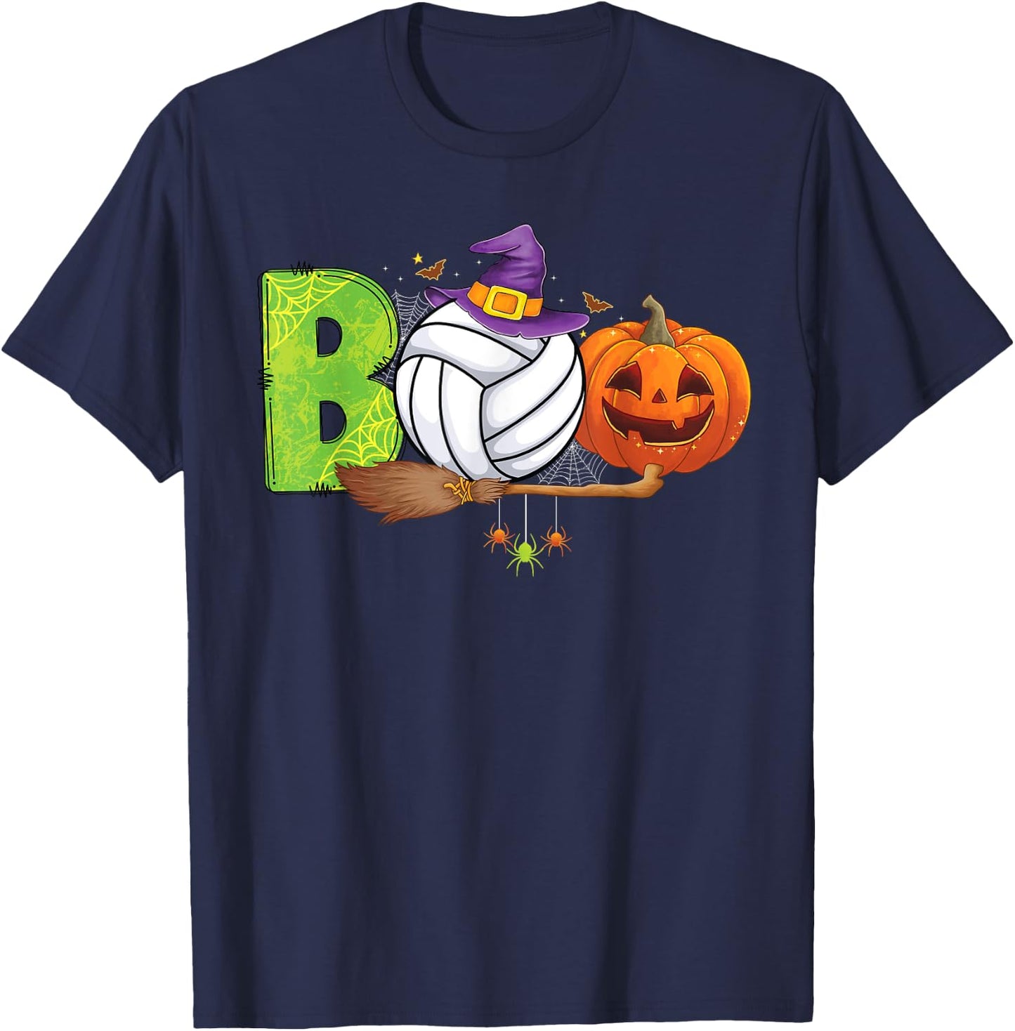 Boo Volleyball lovers Pumpkin scary funny Halloween costume T-Shirt - T-Shirt | Navy