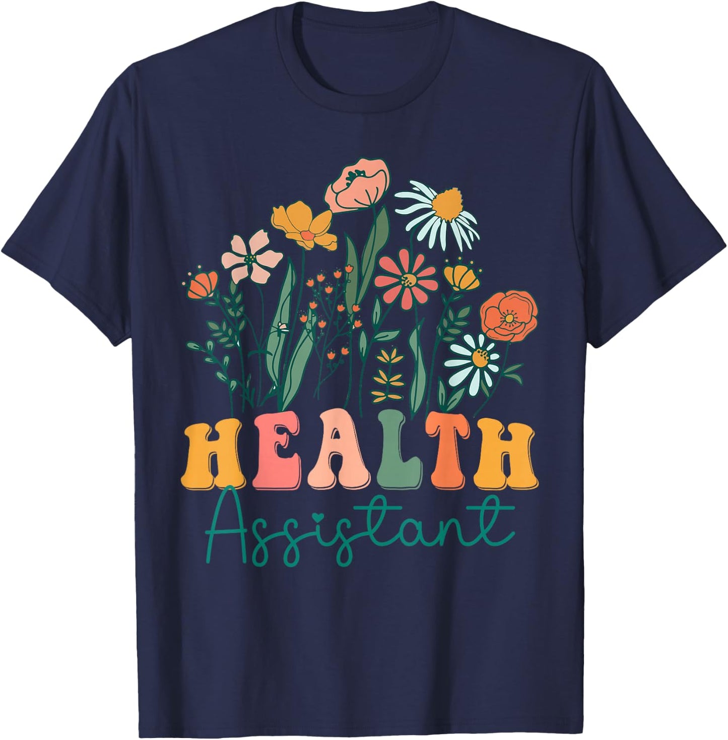 Groovy Wildflower Health Assistant T-Shirt - T-Shirt | Navy