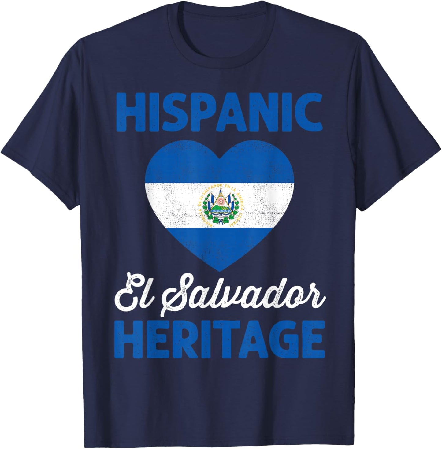 Salvadoran Flag Heart Hispanic Heritage El Salvador Kids T-Shirt - T-Shirt | Navy