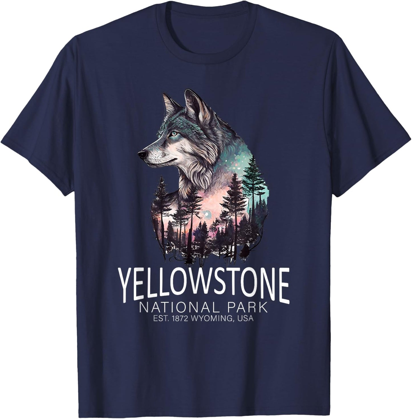 Timber Wolf Yellowstone National Park T-Shirt - T-Shirt | Navy