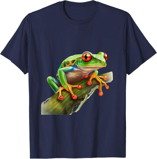 Green Body Frog Rainforest Amphibian Red Eyed Tree Frog T-Shirt - T-Shirt | Navy