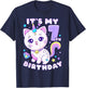 Birthday girl 7 years old, cat, unicorn, 7th birthday T-Shirt - T-Shirt | Navy