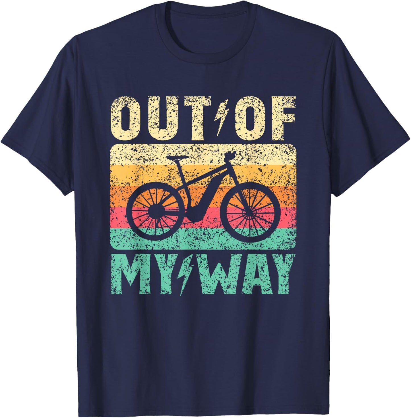 Out of the Way E-Bike Cyclist Cycling Electric Bicycle T-Shirt - T-Shirt | Navy