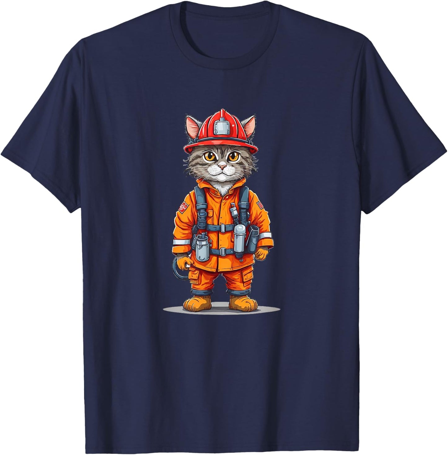 Fire Fighter Cat T-Shirt - T-Shirt | Navy