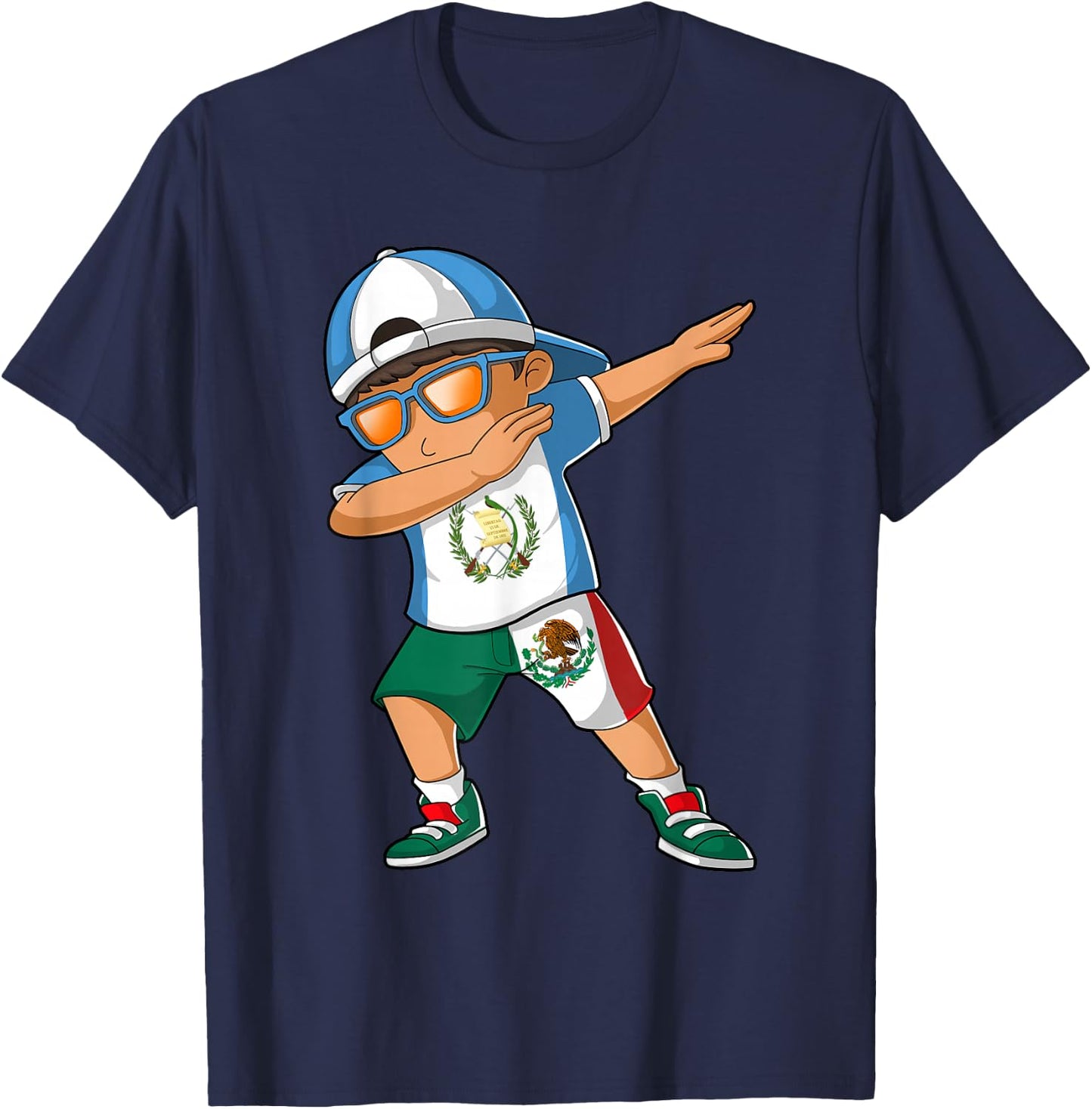 Half Guatemalan Half Mexican Boy Guatemala Flag T-Shirt - T-Shirt | Navy