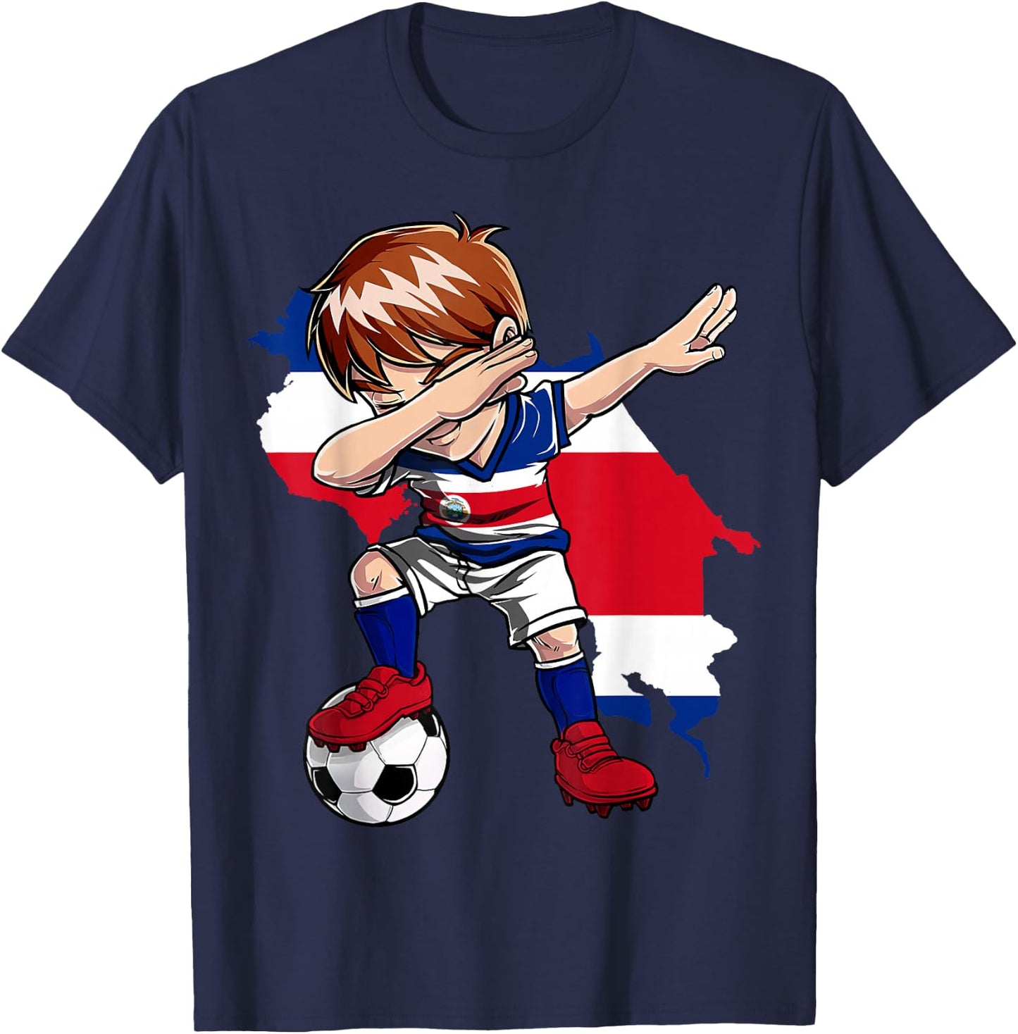 Dabbing Soccer Costa Rican Jersey Boy Costa Rica Football T-Shirt - T-Shirt | Navy