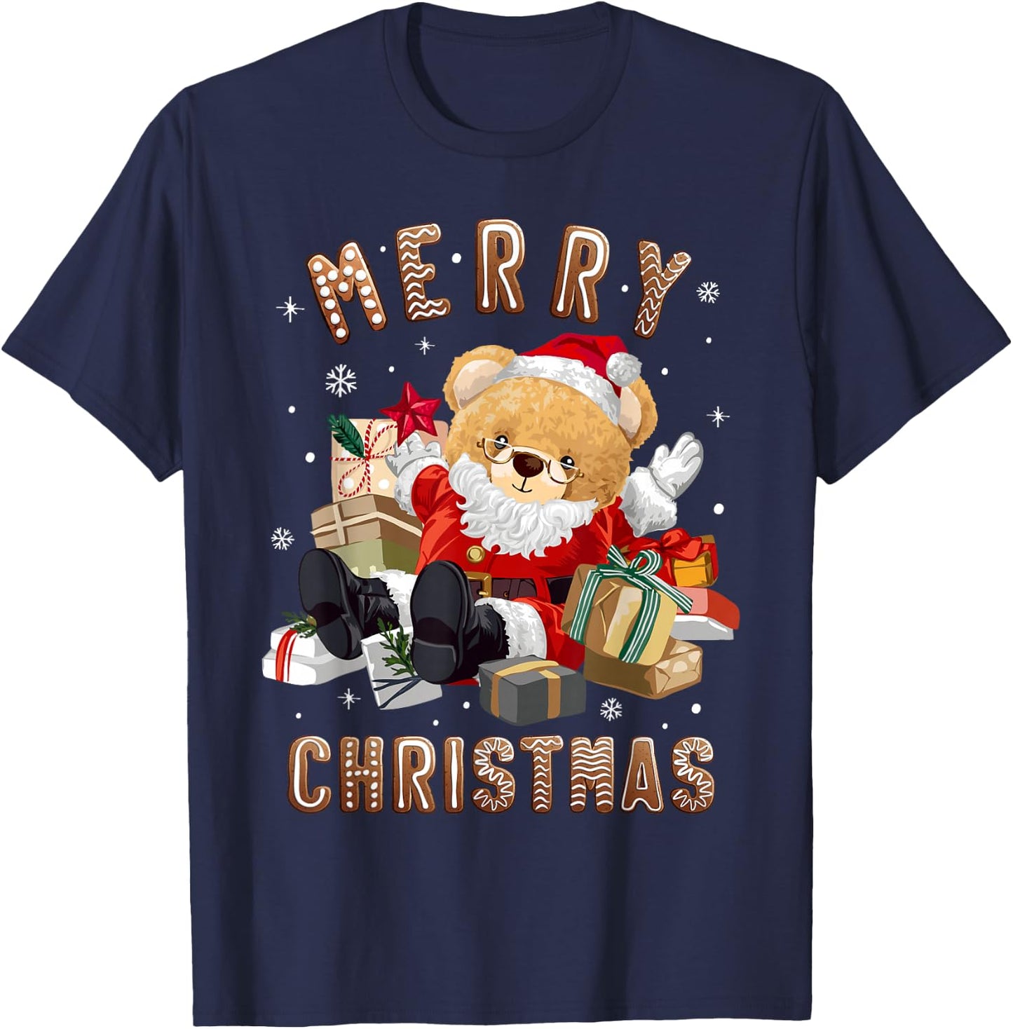 Cute Christmas teddy bear Santa Claus T-Shirt - T-Shirt | Navy