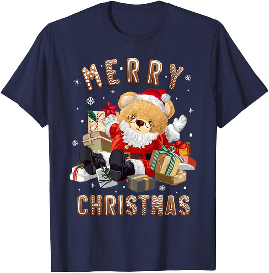 Cute Christmas teddy bear Santa Claus T-Shirt - T-Shirt | Navy