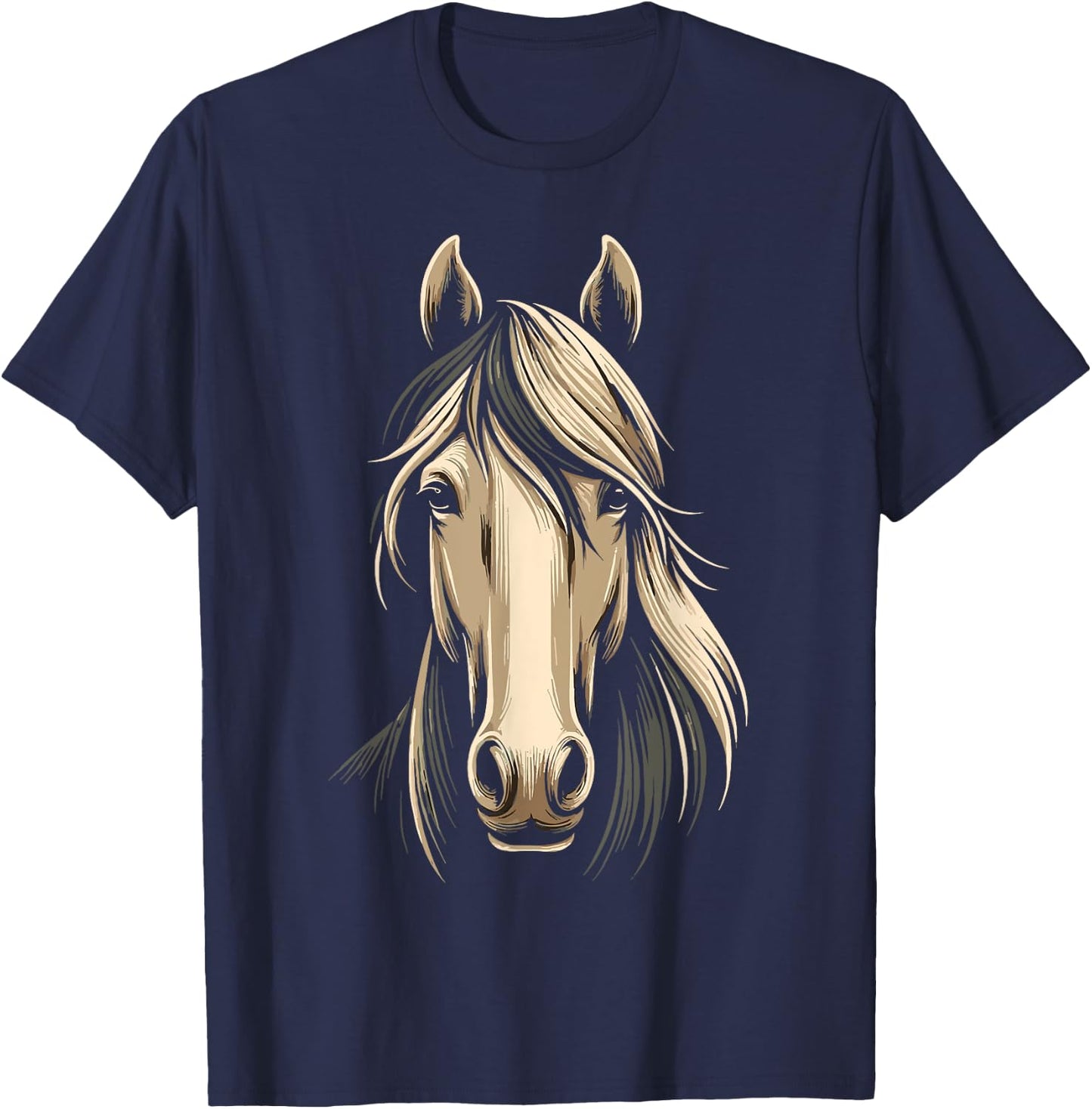 Horse Face Men Women kids Horse Lover T-Shirt - T-Shirt | Navy