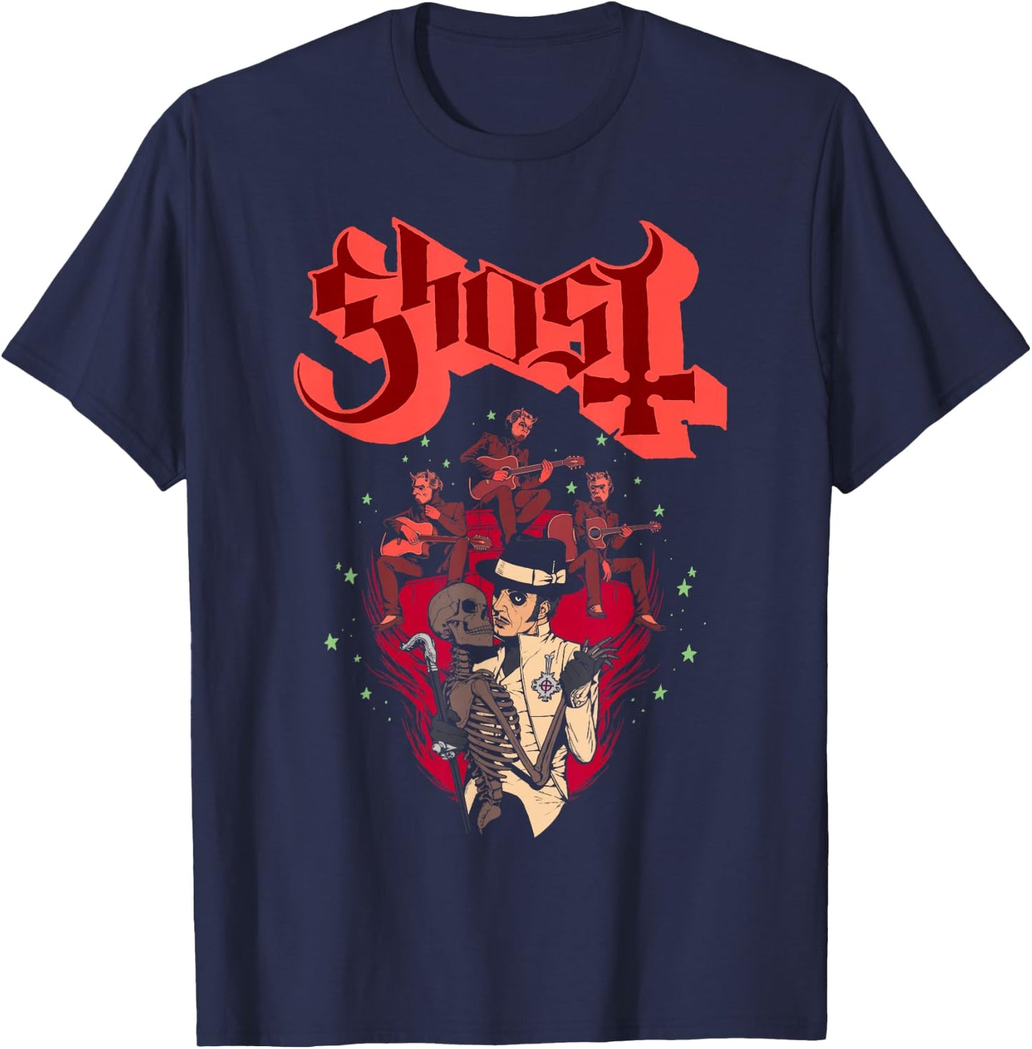 Ghost – Skeleton Bandstand T-Shirt - T-Shirt | Navy