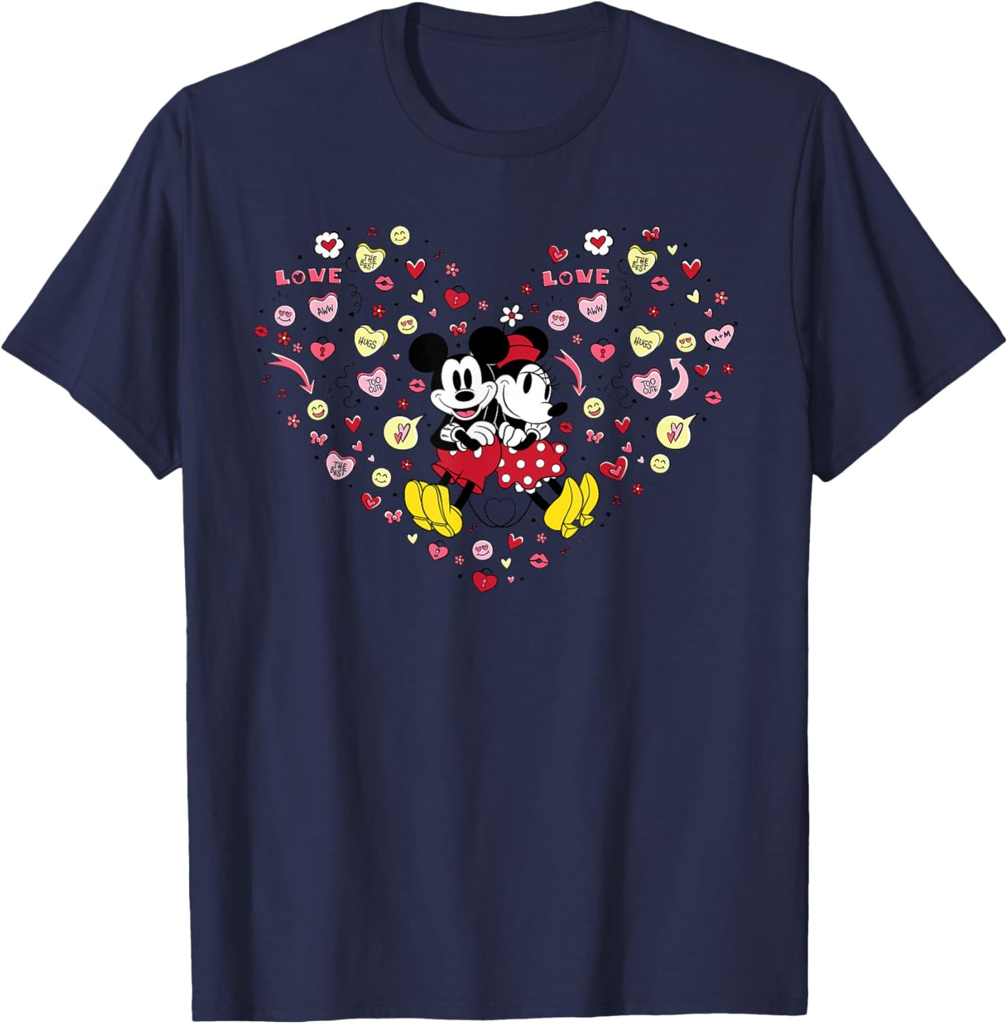 Disney Mickey & Minnie Heart of Love Valentine’s Day Retro T-Shirt - T-Shirt | Navy