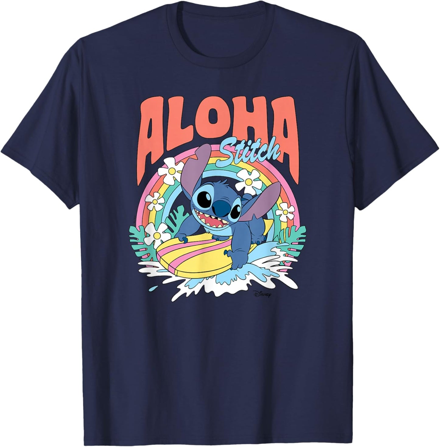 Lilo & Stitch - Stitch Aloha Surfing T-Shirt - T-Shirt | Navy