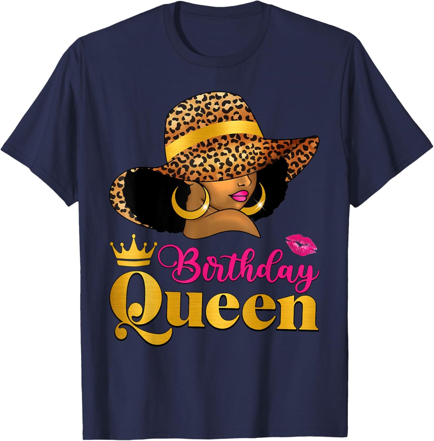 African American Afro Black Women It's My Birthday Queen T-Shirt - T-Shirt | Navy