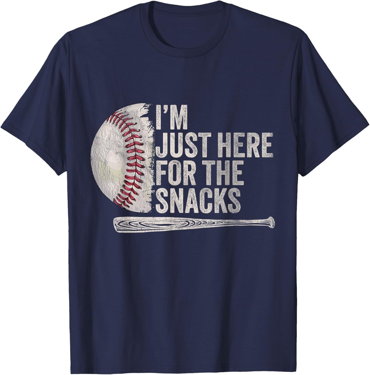 Funny Baseball Player Saying I'm Just Here For The snacks T-Shirt - T-Shirt | Navy