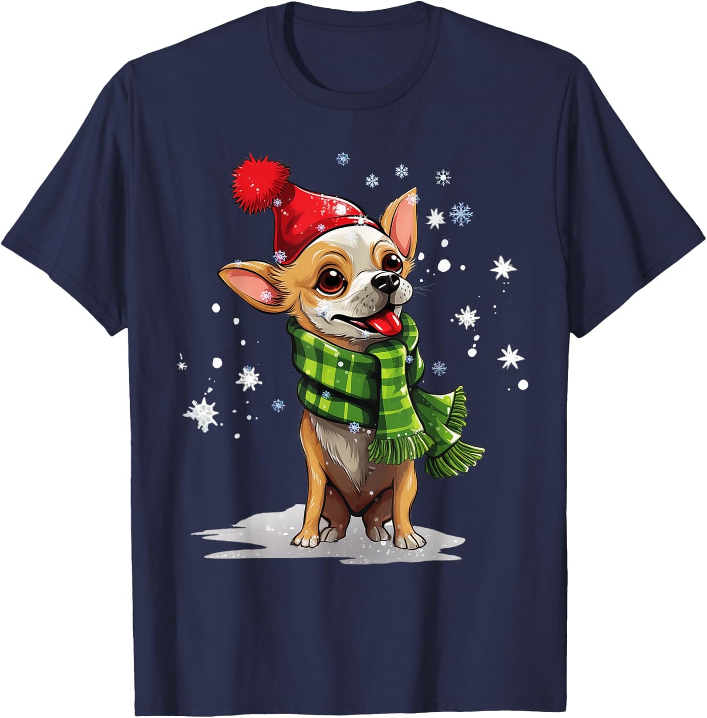 Chihuahua Dog Christmas Snow Winter Vibes Women Kids T-Shirt - T-Shirt | Navy