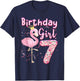 7th Birthday Girls Flamingo 7 Years Old Tropical Flamingo T-Shirt - T-Shirt | Navy