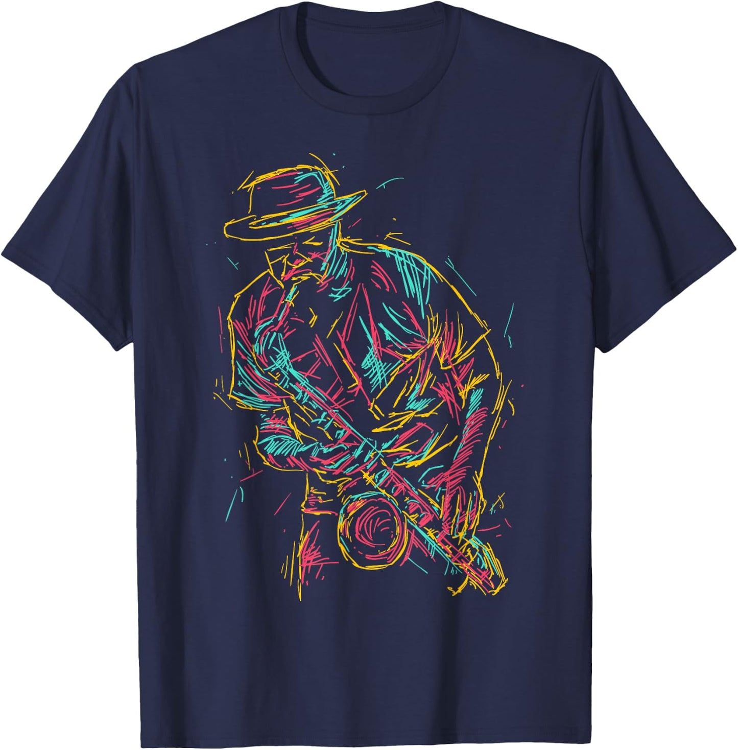 Saxophone player abstract art T-Shirt - T-Shirt | Navy
