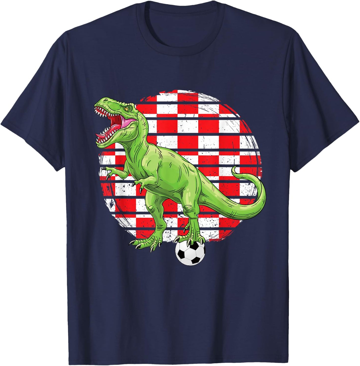 Soccer Dinosaur Trex Croatia Flag Boys Girls Toddler T-Shirt - T-Shirt | Navy