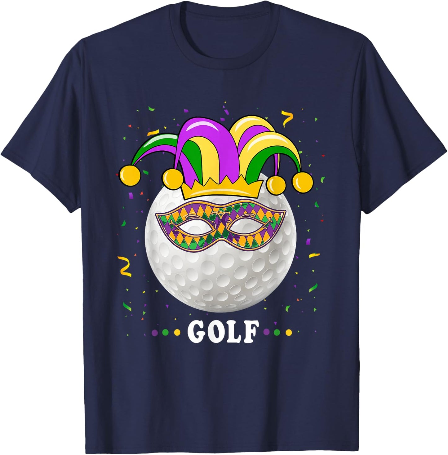 Mardi Gras Golf Costume Mardi Gras Jester Hat Golf Lover T-Shirt - T-Shirt | Navy