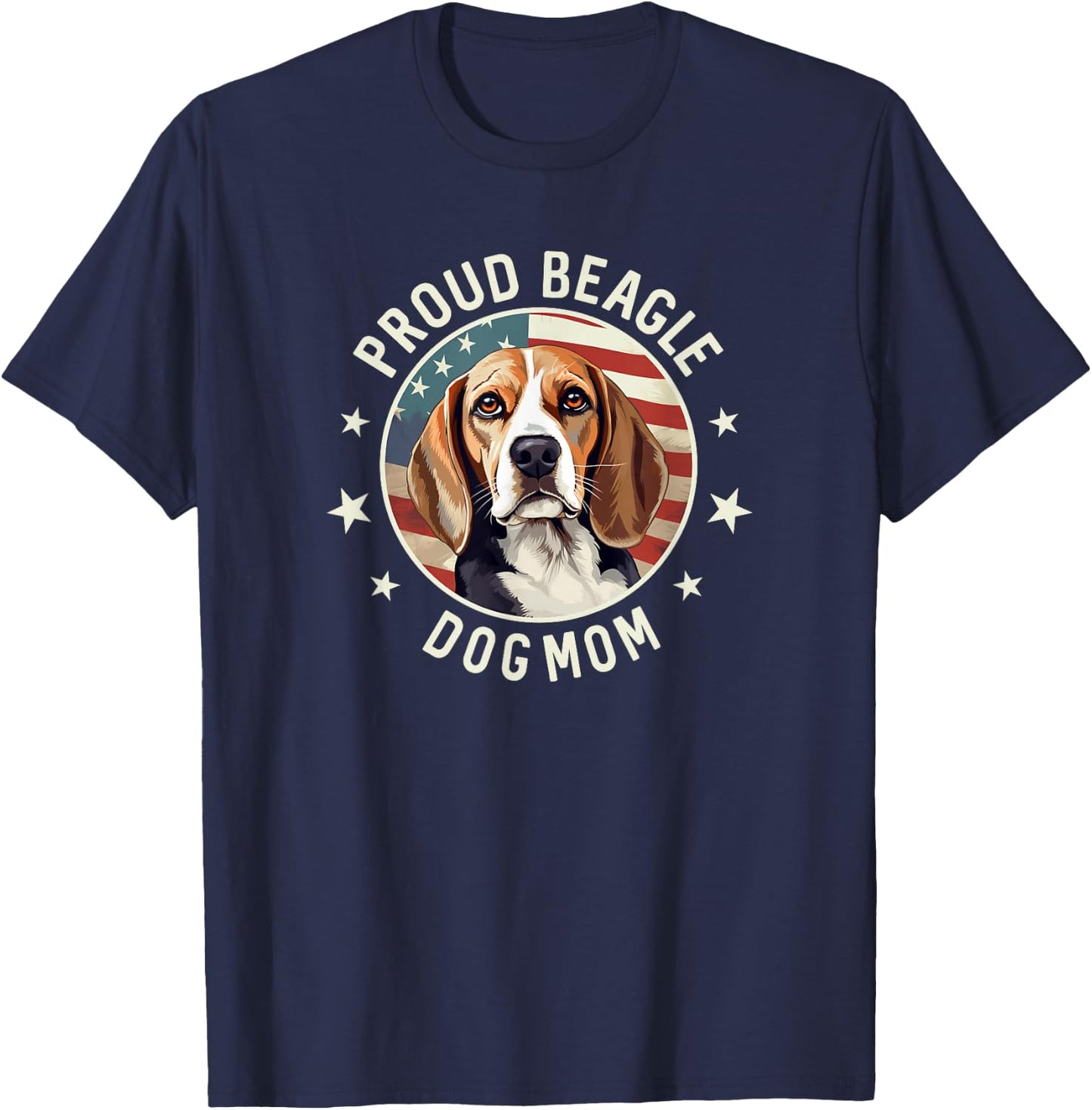 Beagle Gifts , American Flag Proud Beagle Dog Mom T-Shirt - T-Shirt | Navy