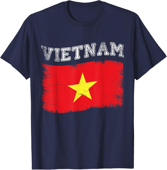 Vietnamese Flag Tourist Holiday Destination Vietnam Flag T-Shirt - T-Shirt | Navy