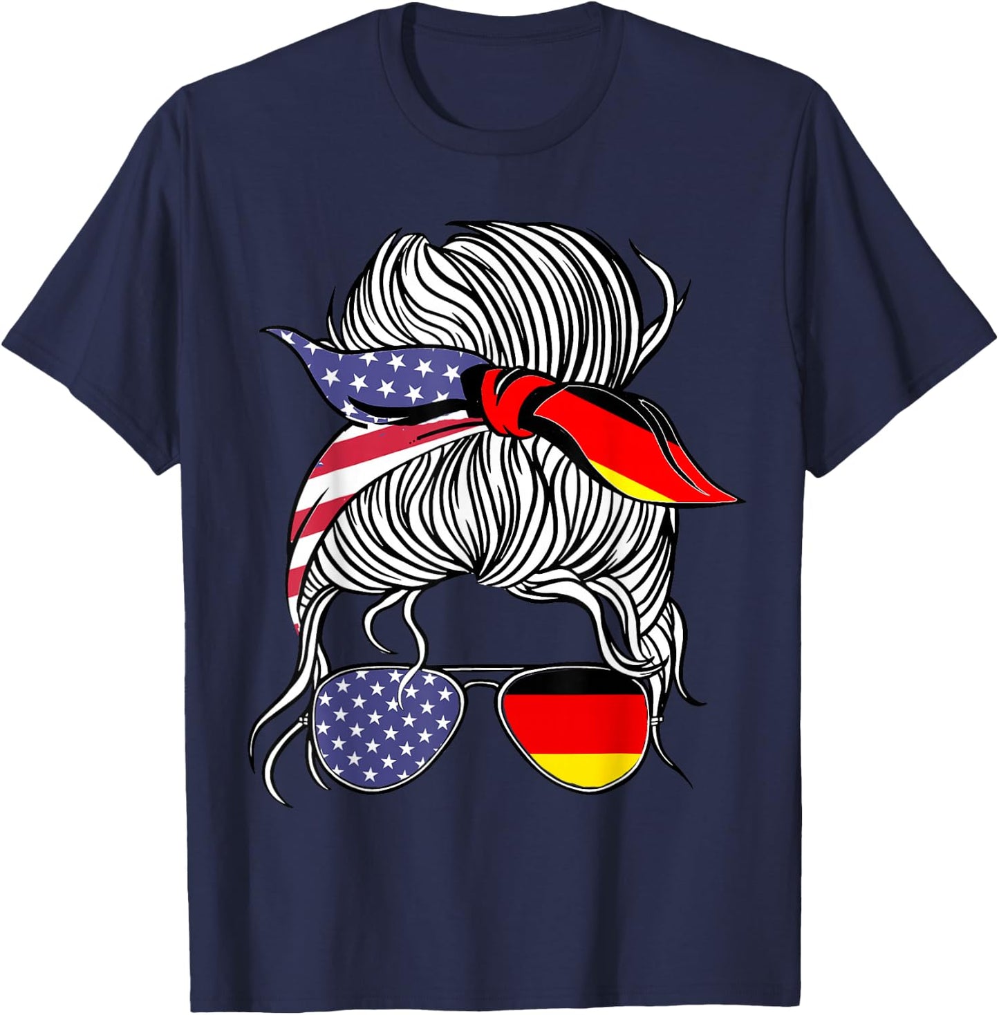 German American Patriot Grown Proud Women Girl Flag T-Shirt - T-Shirt | Navy
