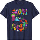 5th Birthday Party Monster Themed Number 5 Little Monster T-Shirt - T-Shirt | Navy