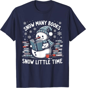 Reading Snowman So Many Books Funny Christmas Men Women Kids T-Shirt - T-Shirt | Navy