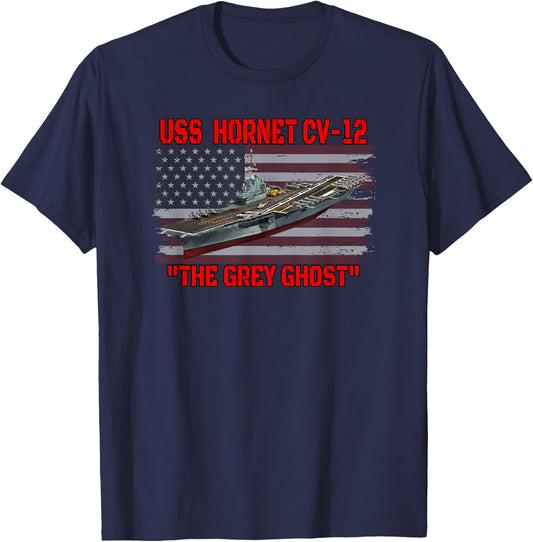 Veterans Day Aircraft Carrier USS Hornet CV-12 Warship Dad T-Shirt - T-Shirt | Navy