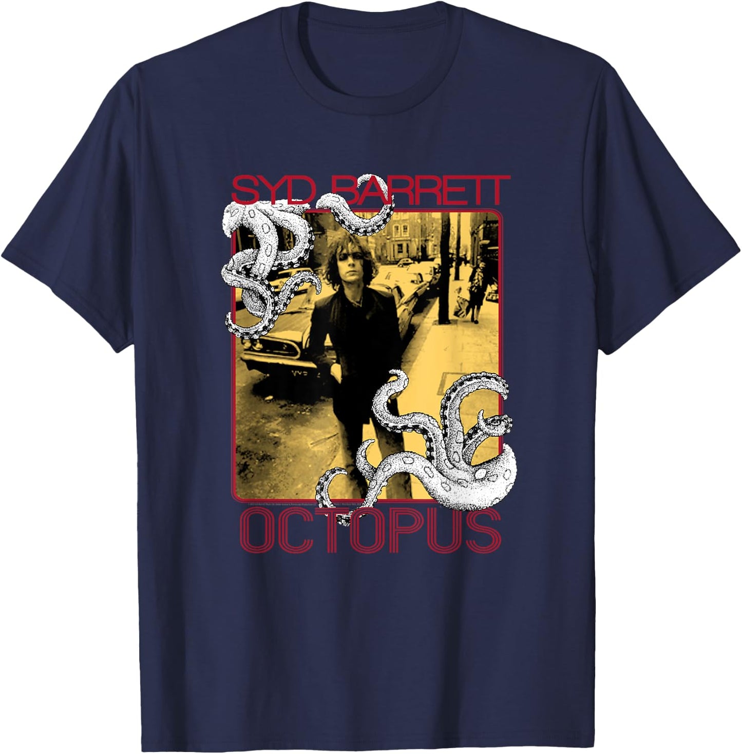 Syd Barrett -Adults Black Cotton 100% Small Classic Fit Short Sleeve Graphic T-Shirt - T-Shirt | Navy