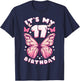 17th Birthday Girl 17 Years Old Butterflies and Number T-Shirt - T-Shirt | Navy
